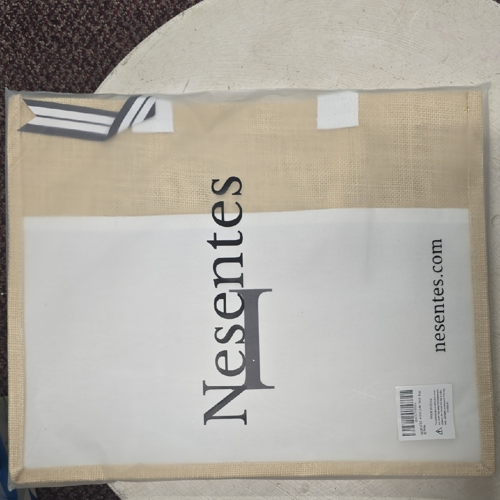 Nesentes Beige Tote Bag With I.